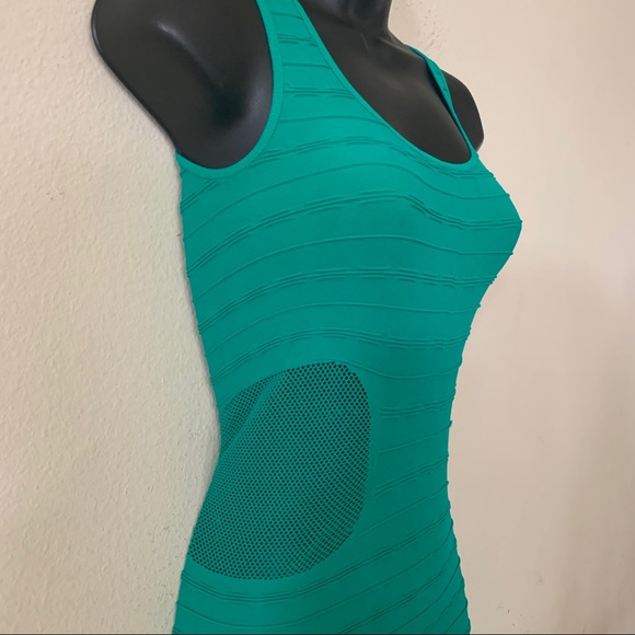 Bebe Elsa Green Bodycon Fishnet Inset Minidress - Picture 4 of 8